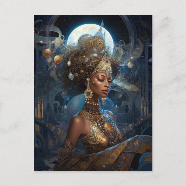 Carte Postale African American Black Goddess Queen Imaginaire Ar (Devant)