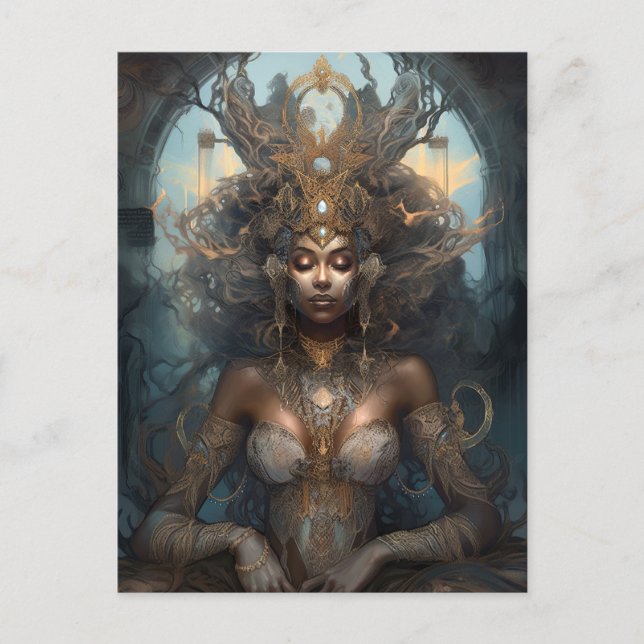 Carte Postale African American Black Goddess Queen Imaginaire Ar (Devant)