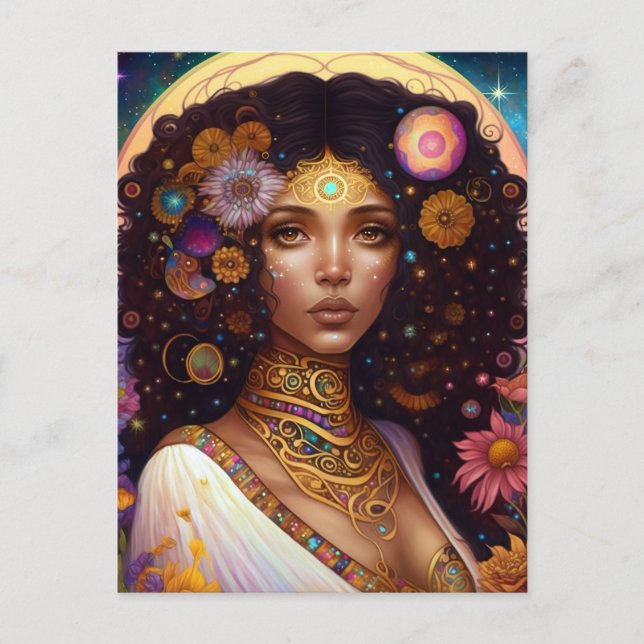 Carte Postale African American Black Goddess Queen Imaginaire Ar (Devant)