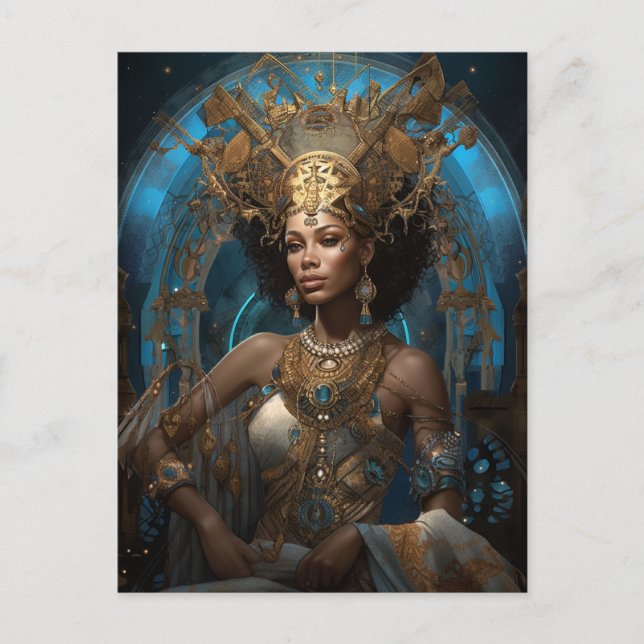 Carte Postale African American Black Goddess Queen Imaginaire Ar (Devant)