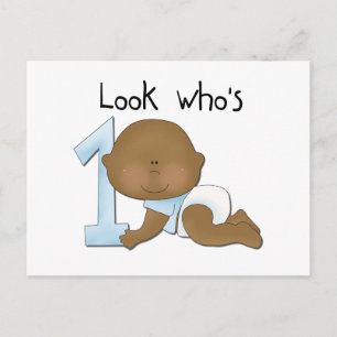 Carte Postale African American Boy 1st Birthday Tshirts and Gift