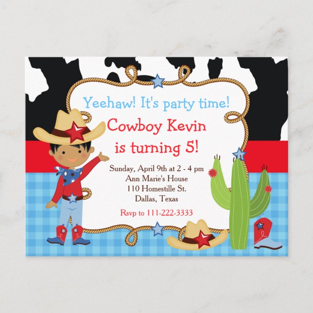 Carte Postale African American Cowboy Western Anniversaire (Devant)