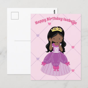 Carte Postale African American Princess Girl Custom Anniversaire