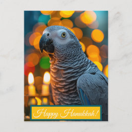 Carte Postale African Grey Parrot Hanukkah Card