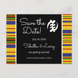 Carte Postale African Kente AK01 Stripes Enregistrer la date Car
