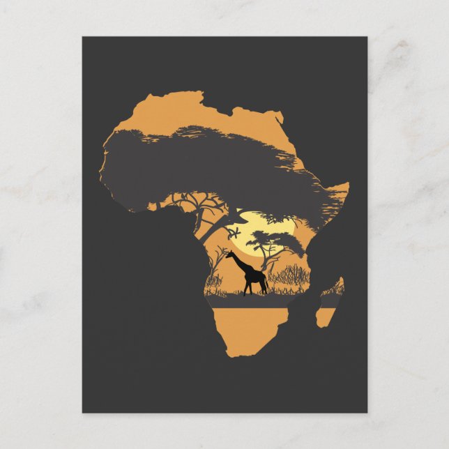 Carte Postale Afrique Sunset Continent Safari Giraffe (Devant)
