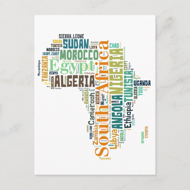 Carte Postale Afrique Word Art (Devant)