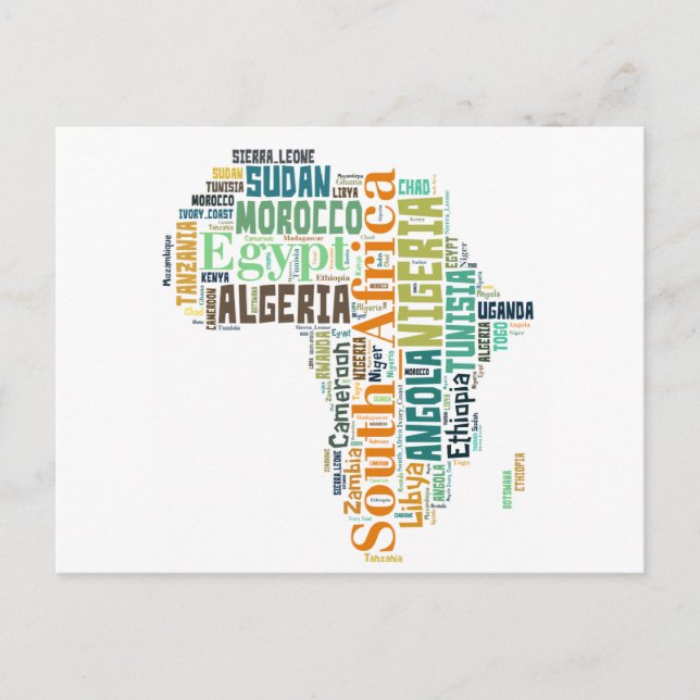Carte Postale Afrique Word Art (Devant)