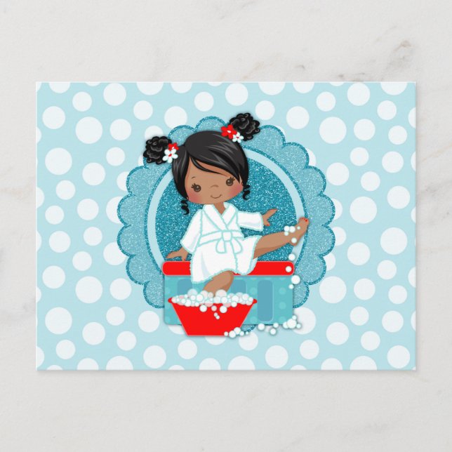 Carte Postale Afro-Américaine Spa Bubbles Turquoise Rouge (Devant)
