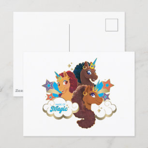 Carte Postale Afro Unicorn "Fabriqué en magie" Trio Design