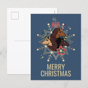 Carte Postale Afro Unicorn Festive Vacances Magique