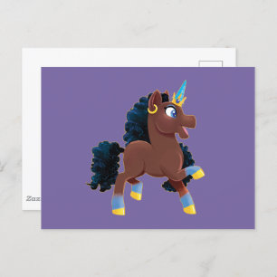 Carte Postale Afro Unicorn   La magie