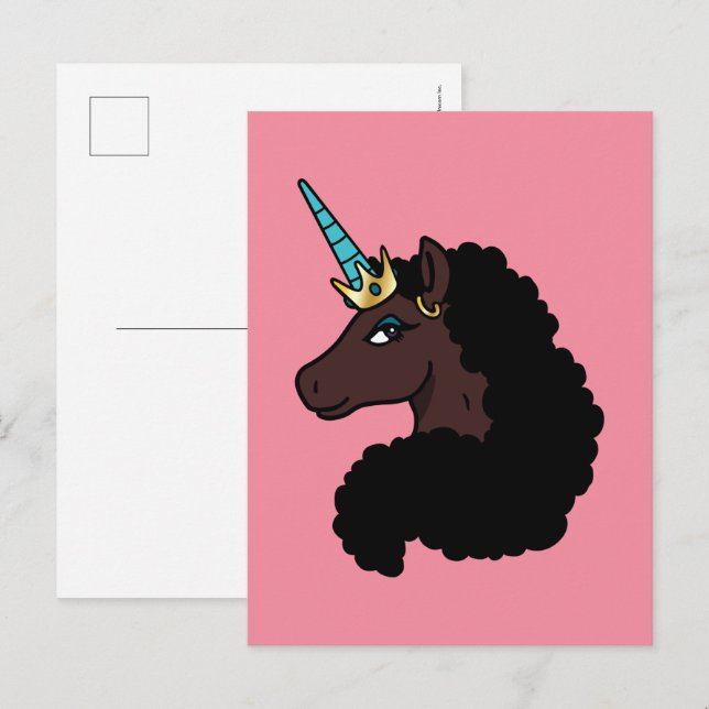Carte Postale Afro Unicorn | Magique (Devant / Derrière)