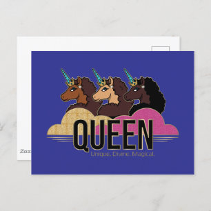 Carte Postale Afro Unicorn Queen Trio Design