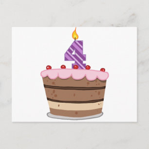 Carte Postale Âge 4 sur le gâteau d'anniversaire