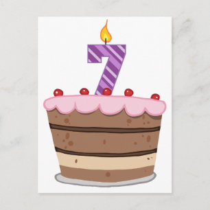 Carte Postale Âge 7 sur le gâteau d'anniversaire