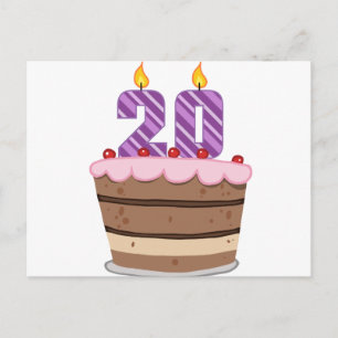Carte Postale Âgé de 20 ans sur le gâteau d'anniversaire