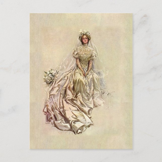Carte Postale Age d'or 1902 ~ Belle Mariée (Devant)