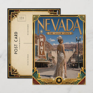 Carte Postale Âge d'or Art déco vintage du Nevada