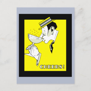 Carte Postale Âge du jazz déco Art Champagne À votre santé Fête