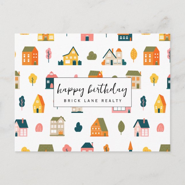 Carte Postale Agence Immobilière Modèle Maison Joyeux Anniversai (Devant)