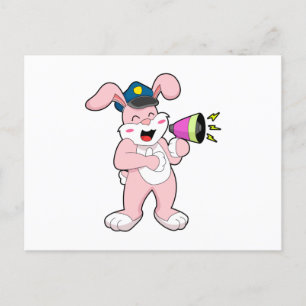 Carte Postale Agent de police lapin Microphone