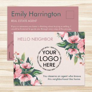 Carte Postale Agent Immobilier Rose Introduction Fleur Rougeâtre