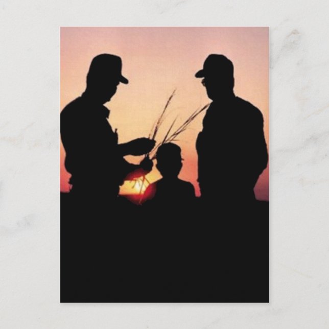 Carte Postale Agriculteurs et coucher du soleil (Devant)