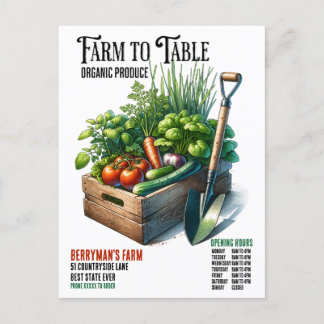 Carte Postale Agritourisme à table Produits biologiques Business