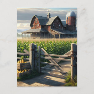 Carte Postale Agritourisme rustique avec Cornfield Ai Art