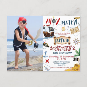 Carte Postale Ahoy Captain Photo Pirate anniversaire de enfant P