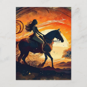 Carte Postale AI Girl et son cheval