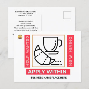 Carte Postale Aide Recherché maintenant l'embauche Appliquer Log