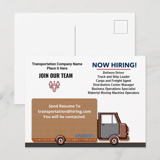 Carte Postale Aider à Recherché maintenant Embaucher des travaux (Devant / Derrière)