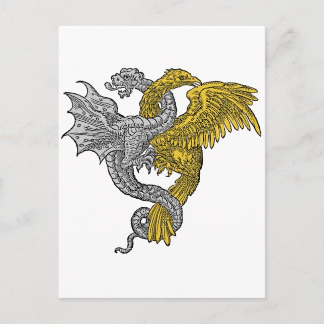 Carte Postale Aigle d'or et dragon d'argent enmêlé (Devant)