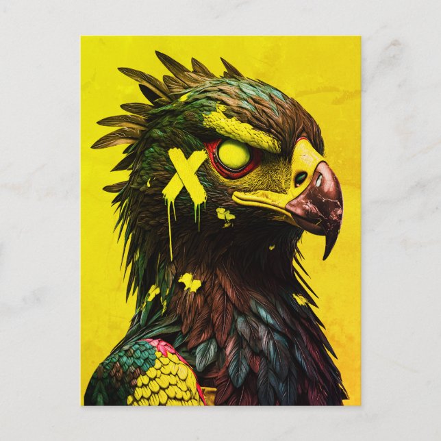 Carte Postale Aigle en fibre avec Accents néon Contemporain (Devant)