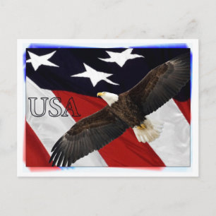 Carte Postale Aigle et drapeau américain USA