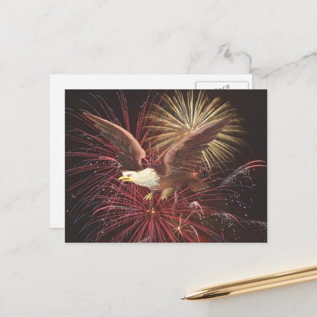 Carte Postale Aigle et Feu d'Artifice en Arrière-plan, ZSSG (Devant/Arrière en situation)