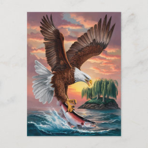 Carte Postale Aigle majestueux capturant une proie