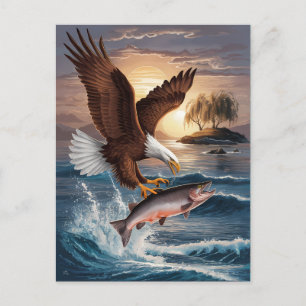 Carte Postale Aigle majestueux planant au-dessus de sa proie