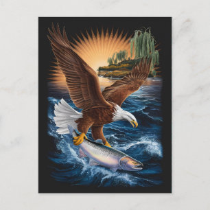 Carte Postale Aigle Majestueux Volant Au-Dessus Des Poissons En 