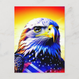 Carte Postale Aigle patriotique et drapeau américain