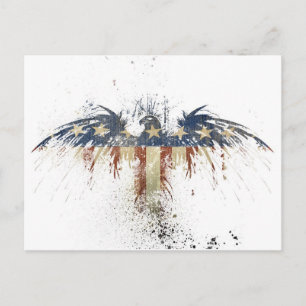 Carte Postale Aigle patriotique, US/USA, drapeau SAD