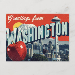 Carte Postale Aiguille de l'espace de Washington Seattle Pomme