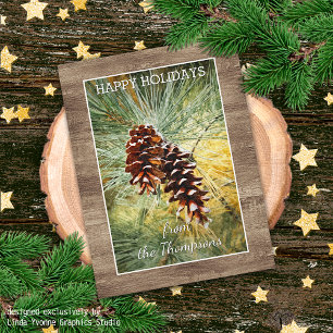 Carte Postale Aiguilles Pinecone Pine Tree Verdure Aquarelle