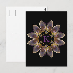 Carte Postale Ailes d'ange abstraites Mandala Fractale Monogramm