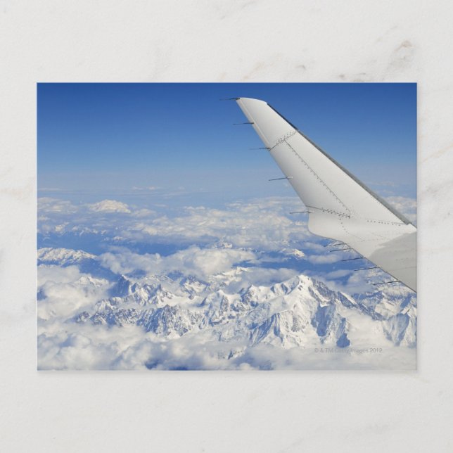 Carte Postale Ailes d'avion volant au-dessus des Alpes française (Devant)