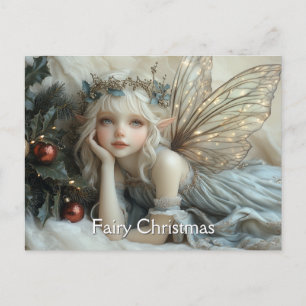 Carte Postale Ailes dorées de fée Ornements rouges de Noël