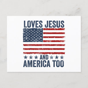 Carte Postale Aime Jésus et l'Amérique Trop Dieu Chrétien 4ème d