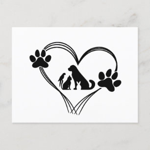 Carte Postale Aimer les pattes des animaux familiers